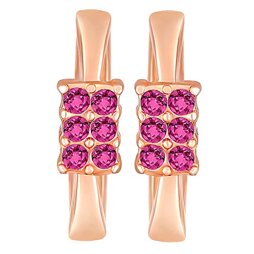 Rose Plated Pink Crystal Earrings